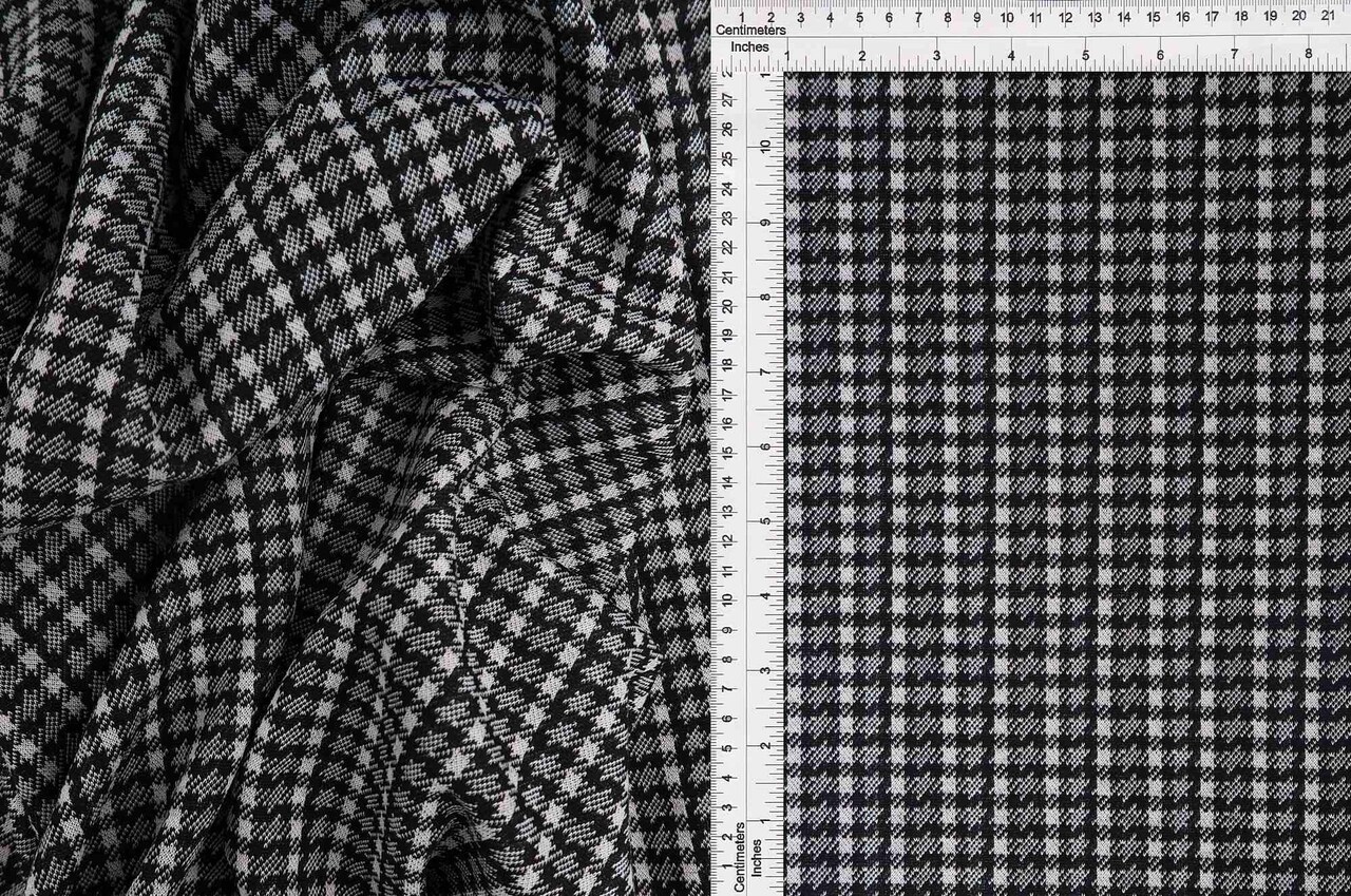 1 Yard Soft Double Knit Jacquard Plaid Fabric Stretch Polyester Rayon Spandex 58/60 Inches Wide
